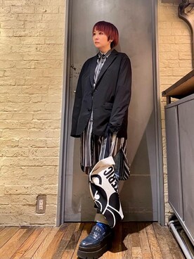 「でにむ」｜「アイテム（シャツワンピース）」を使った、つぼねさん（レディース・153cm）の春コーディネート