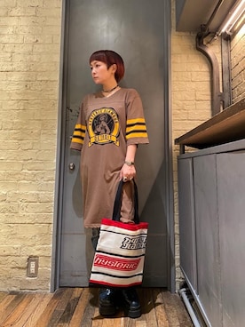 「ロックコーデ」｜「アイテム（ワンピース/ドレス）」を使った、つぼねさん（レディース・153cm）の春コーディネート