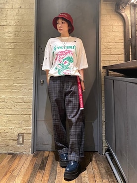 「ﾋﾞｯｸﾞｼﾙｴｯﾄ」｜「アイテム（帽子）」を使った、つぼねさん（レディース・153cm）の春コーディネート