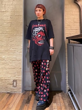 「ﾋﾞｯｸﾞｼﾙｴｯﾄ」｜「アイテム（スウェットパンツ）」を使った、つぼねさん（レディース・153cm）の春コーディネート
