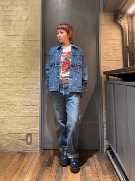 「70'sコーデ」｜「アイテム（デニムジャケット）」を使った、つぼねさん（レディース・153cm）の夏コーディネート