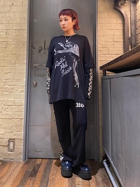 「ロックコーデ」｜「アイテム（アクセサリー）」を使った、つぼねさん（レディース・153cm）の夏コーディネート