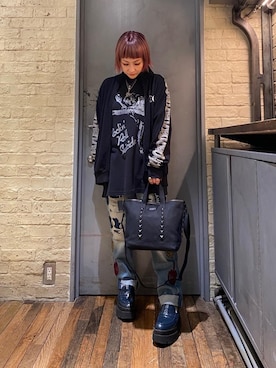 「ロックコーデ」｜「アイテム（アクセサリー）」を使った、つぼねさん（レディース・153cm）の夏コーディネート