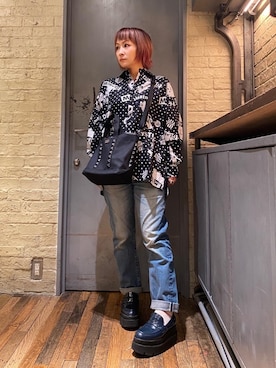 「ﾋﾞｯｸﾞｼﾙｴｯﾄ」｜「アイテム（パンツ）」を使った、つぼねさん（レディース・153cm）の秋コーディネート