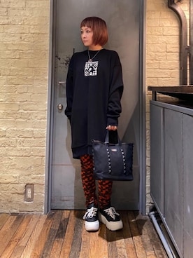 「ロックコーデ」｜「アイテム（アクセサリー）」を使った、つぼねさん（レディース・153cm）の秋コーディネート