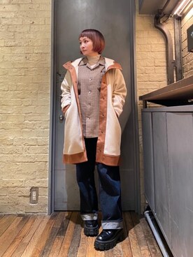 「みりたりー」｜「アイテム（その他アウター）」を使った、つぼねさん（レディース・153cm）の冬コーディネート