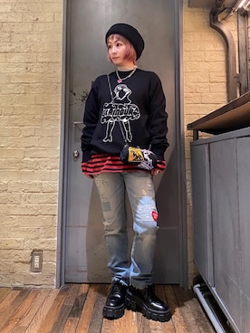 「ロンt」｜「アイテム（財布/小物）」を使った、つぼねさん（レディース・153cm）の冬コーディネート