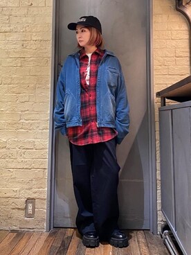 「でにむ」｜「アイテム（チノパンツ）」を使った、つぼねさん（レディース・153cm）の冬コーディネート