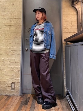 「でにむ」｜「アイテム（チノパンツ）」を使った、つぼねさん（レディース・153cm）の冬コーディネート