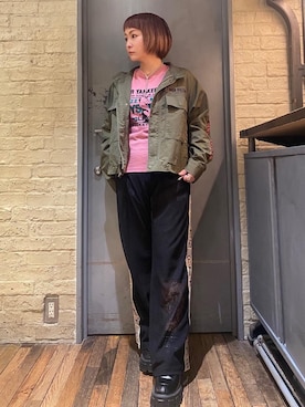 「みりたりー」｜「アイテム（ブルゾン）」を使った、つぼねさん（レディース・153cm）の春コーディネート