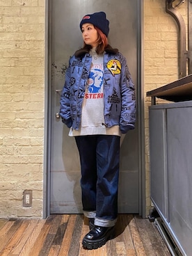 「らふこーで」｜「アイテム（ブルゾン）」を使った、つぼねさん（レディース・153cm）の冬コーディネート