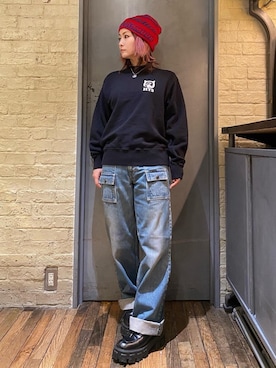 「でにむ」｜「アイテム（ニットキャップ/ビーニー）」を使った、つぼねさん（レディース・153cm）の冬コーディネート