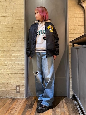 「らふこーで」｜「アイテム（ブルゾン）」を使った、つぼねさん（レディース・153cm）の冬コーディネート