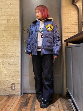 「らふこーで」｜「アイテム（ブルゾン）」を使った、つぼねさん（レディース・153cm）の冬コーディネート