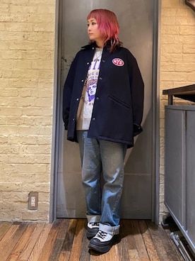 「でにむ」｜「アイテム（スウェット）」を使った、つぼねさん（レディース・153cm）の冬コーディネート