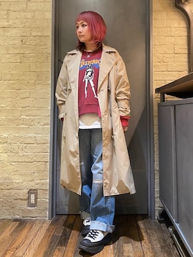「でにむ」｜「アイテム（トレンチコート）」を使った、つぼねさん（レディース・153cm）の冬コーディネート