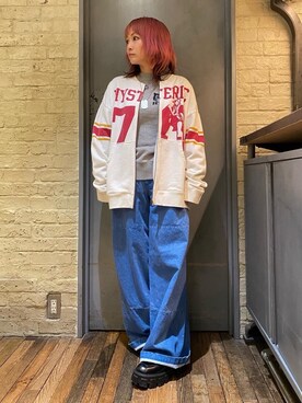 「ワイドパンツ 」｜「アイテム（その他アウター）」を使った、つぼねさん（レディース・153cm）の春コーディネート