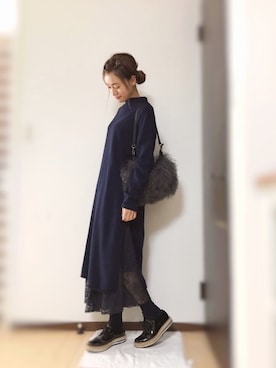 「SHOE BAR Deesse（シューバーディーセ）のアイテム」を使った、Natsu♡さん（レディース・162cm）の冬コーディネート