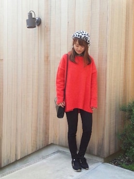 「UNIQLO（ユニクロ）のWOMEN ウルトラストレッチジーンズ（デニムパンツ）」を使った、Natsu♡さん（レディース・162cm）の冬コーディネート