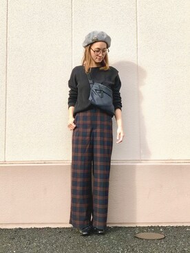 「秋のブラウンスタイル」｜「アイテム（ハンチング/ベレー帽）」を使った、Natsu♡さん（レディース・162cm）の秋コーディネート