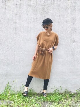 「ビーズバッグ」｜「アイテム（キャスケット）」を使った、Natsu♡さん（レディース・163cm）の夏コーディネート