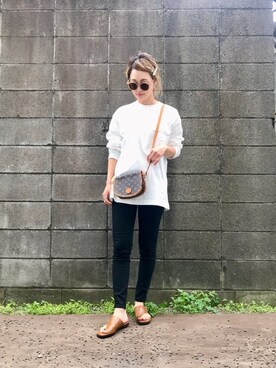 「UNIQLO（ユニクロ）のWOMEN ウルトラストレッチジーンズ（デニムパンツ）」を使った、Natsu♡さん（レディース・162cm）の春コーディネート