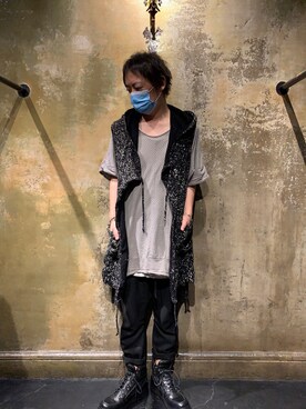 「KMRii（ケムリ）のアイテム（カーディガン/ボレロ）」を使った、shinozaki daigaさん（メンズ・176cm）の春コーディネート
