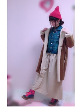 「しまむら（シマムラ）のアイテム（ムートンコート）」を使った、あいらさん（レディース・166cm）の冬コーディネート