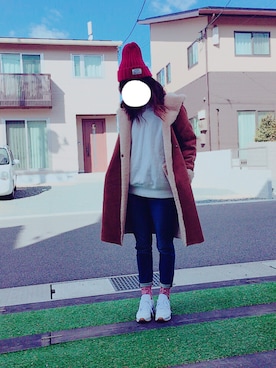 「しまむら（シマムラ）のアイテム（ムートンコート）」を使った、あいらさん（レディース・166cm）の冬コーディネート