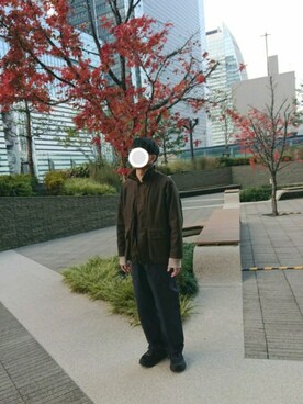 「オイルドジャケット」｜「アイテム（アクセサリー）」を使った、アップーさん（メンズ・170cm）の冬コーディネート