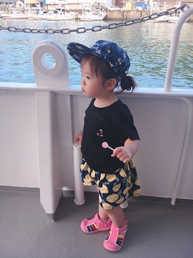 「海」｜「アイテム（その他シューズ）」を使った、emmmさん（キッズ・80cm）の夏コーディネート