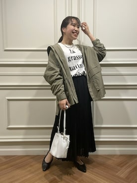 「Rouge vif（ルージュヴィフ）のアイテム（ブルゾン）」を使った、Hayamiさん（レディース・153cm）の春コーディネート