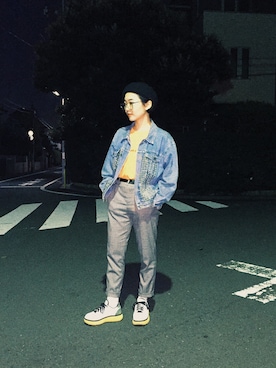 「Onitsuka Tiger × ANDREA POMPILIO（オニツカタイガーアンドレアポンピリオ）のアイテム」を使った、MOOWさん（レディース・155cm）の秋コーディネート