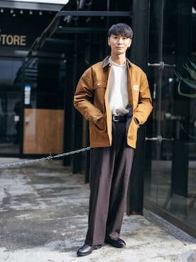 「carhartt」｜「アイテム（ローファー）」を使った、sakasaさん（メンズ・180cm）の秋コーディネート