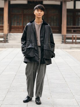 「ハンティングジャケット」｜「アイテム（その他）」を使った、sakasaさん（メンズ・180cm）の冬コーディネート