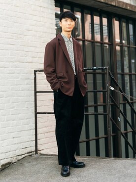 「ダブルジャケット」｜「アイテム（その他アウター）」を使った、sakasaさん（メンズ・180cm）の冬コーディネート