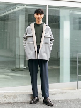 「ムートンコート」｜「アイテム（その他アウター）」を使った、sakasaさん（メンズ・180cm）の冬コーディネート