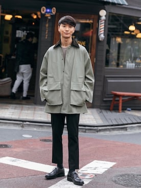 「ハンティングジャケット」｜「アイテム（その他）」を使った、sakasaさん（メンズ・180cm）の冬コーディネート