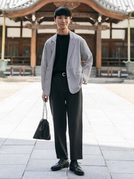 「レースアップシューズ」｜「アイテム（その他アウター）」を使った、sakasaさん（メンズ・180cm）の春コーディネート