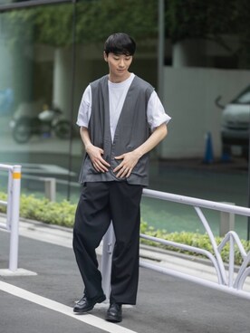 「レースアップシューズ」｜「アイテム（その他アウター）」を使った、sakasaさん（メンズ・180cm）の春コーディネート