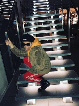 「STUSSY（ステューシー）のアイテム（ハンチング/ベレー帽）」を使った、しょーやさん（メンズ・171cm）の冬コーディネート