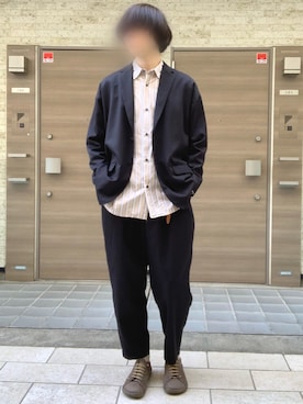 「Lui's（ルイス）のナローベルト（ベルト）」を使った、kmakoさん（メンズ・175cm）の春コーディネート