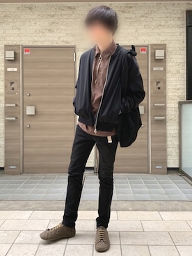 「STUDIOUS（ステュディオス）のアイテム（MA-1）」を使った、kmakoさん（メンズ・175cm）の春コーディネート