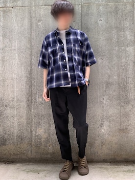 「Lui's（ルイス）のナローベルト（ベルト）」を使った、kmakoさん（メンズ・175cm）の春コーディネート