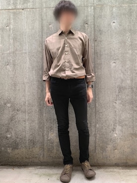 「Lui's（ルイス）のナローベルト（ベルト）」を使った、kmakoさん（メンズ・175cm）の春コーディネート