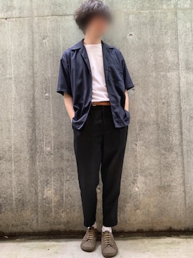 「Lui's（ルイス）のナローベルト（ベルト）」を使った、kmakoさん（メンズ・175cm）の夏コーディネート
