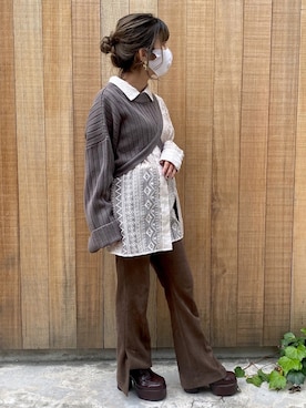 「ESPERANZA（エスペランサ）のアイテム（ローファー）」を使った、ぎちこ(Jeanasis)さん（レディース・145cm）の秋コーディネート