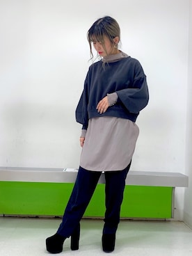 「ジーナシス」｜「アイテム（スラックス）」を使った、ぎちこ(Jeanasis)さん（レディース・145cm）の秋コーディネート