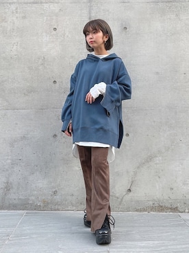 「ジーナシス」｜「アイテム（パーカー）」を使った、ぎちこ(Jeanasis)さん（レディース・145cm）の冬コーディネート
