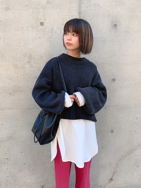 「ジーナシス」｜「アイテム（スラックス）」を使った、ぎちこ(Jeanasis)さん（レディース・145cm）の冬コーディネート